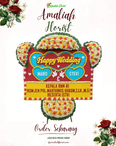 Karangan Papan Bunga Pernikahan di Wama
